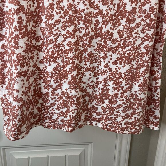 LC Lauren Conrad Floral Short Sleeve Top Boho Cottage Womens Size XL Pink Rust - Picture 3 of 8